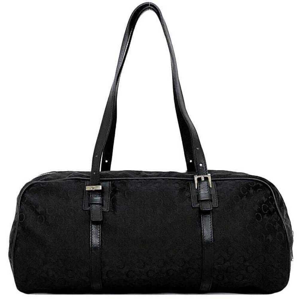 Celine Boston Bag Black Silver Macadam Handbag Canvas Leather Logo